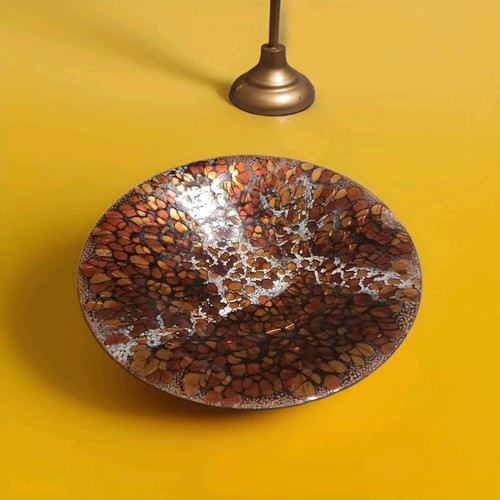 Vintage enamel copper bowl - vintage,