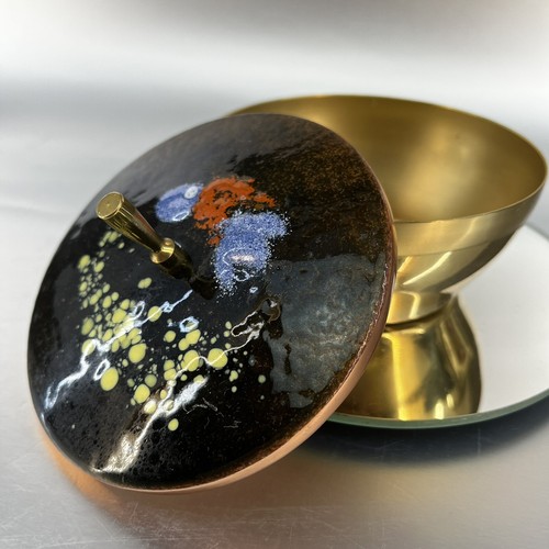 Enamel copper lid trinket - lid, tray